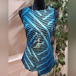 Blue And Black Asymmetrical‎ Top